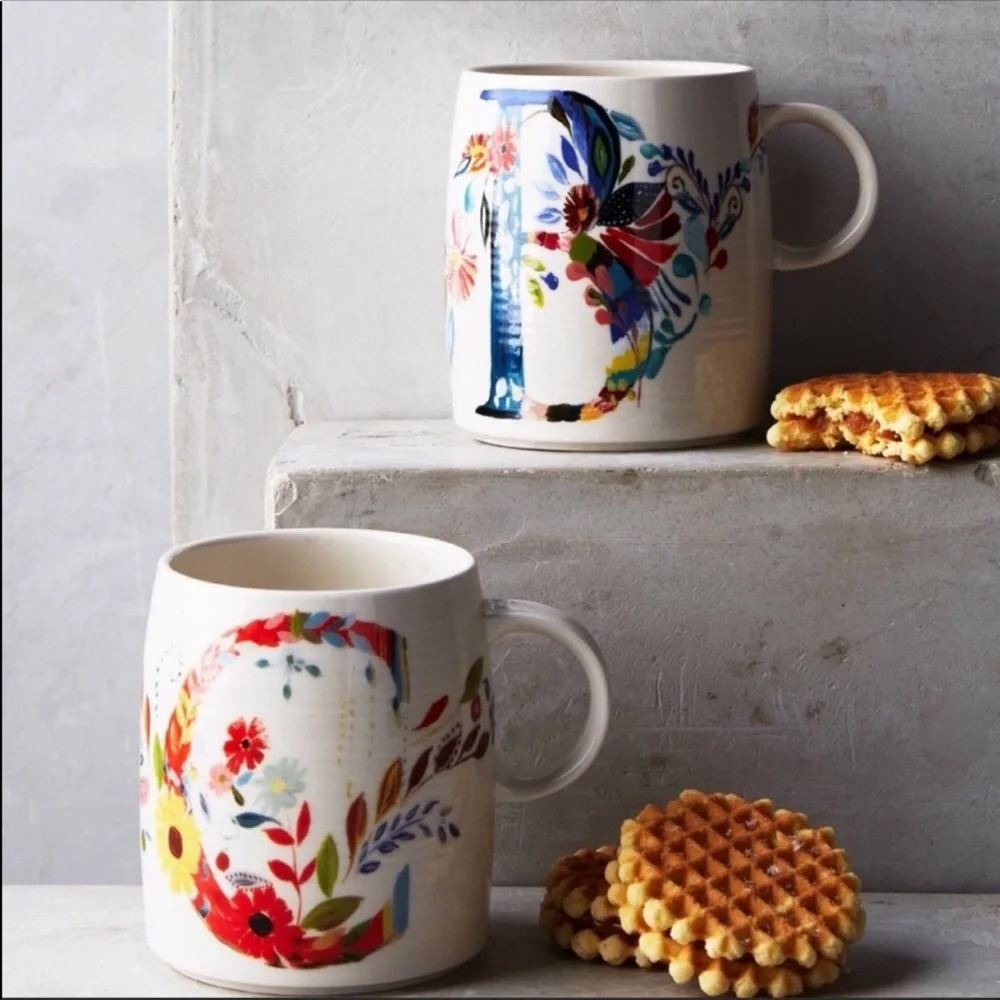 Anthropologie Petal Palette Monogram Mug